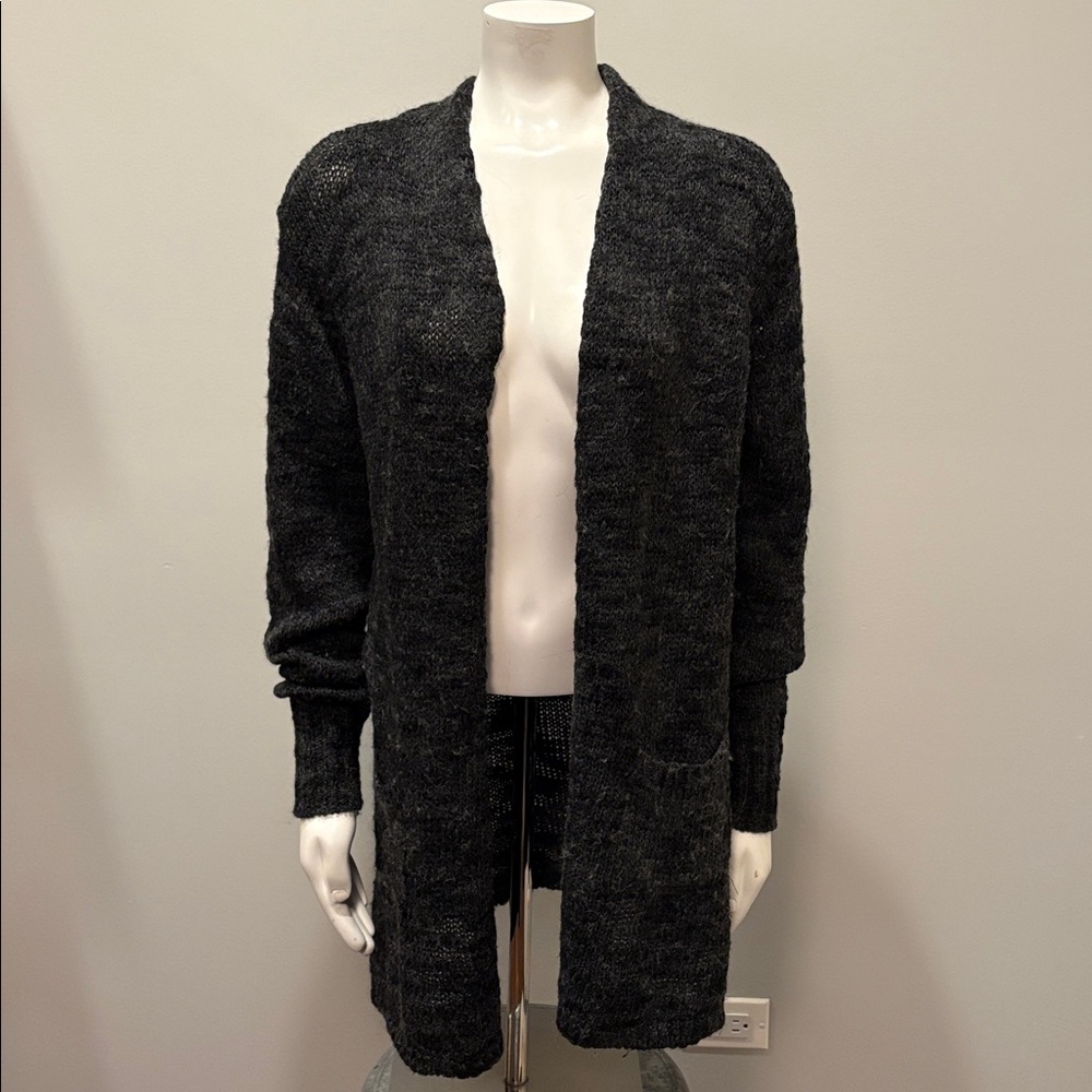 Bianca B Made in Italy Dark Gray Textured Knit Wool Blend Sweater XL Cabincore